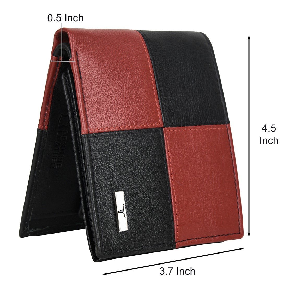 IndiFash Chester Leather Wallet for Men - Black/Red 5