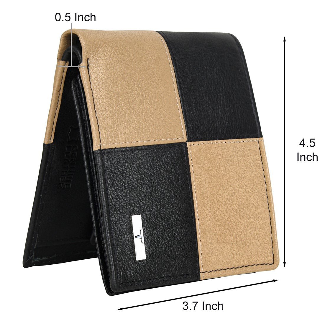 IndiFash Chester Leather Wallet for Men - Black/Beige 5