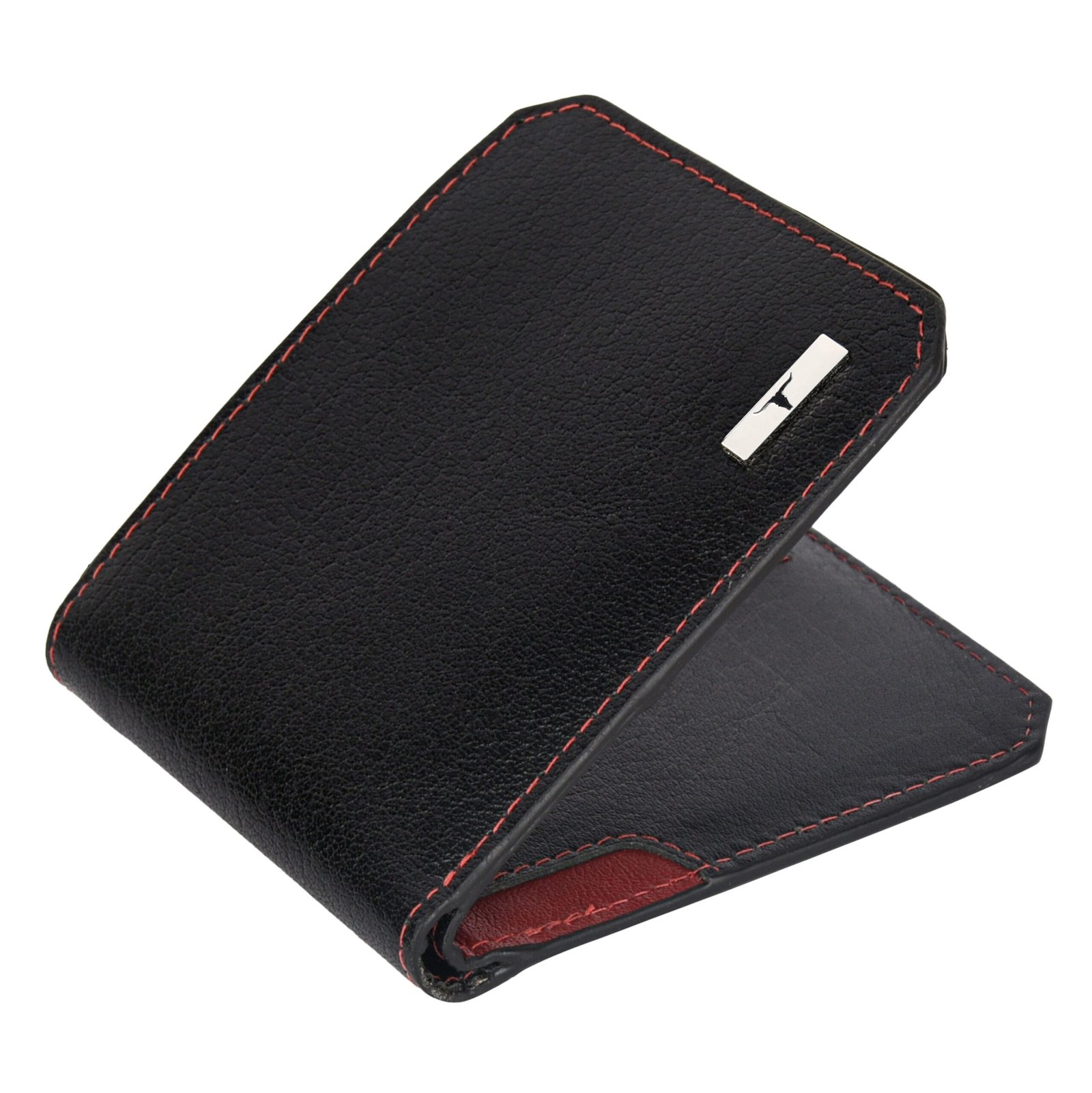 IndiFash Tyson Leather Wallet for Men - Black/Red 2