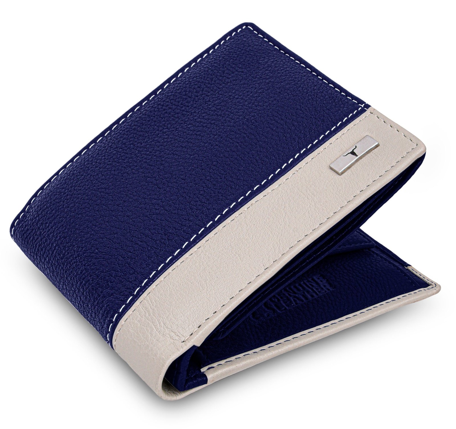 IndiFash Smith Leather Wallet & Reversible Leather Belt Combo Gift Set for Men - Blue/Sand - Detail