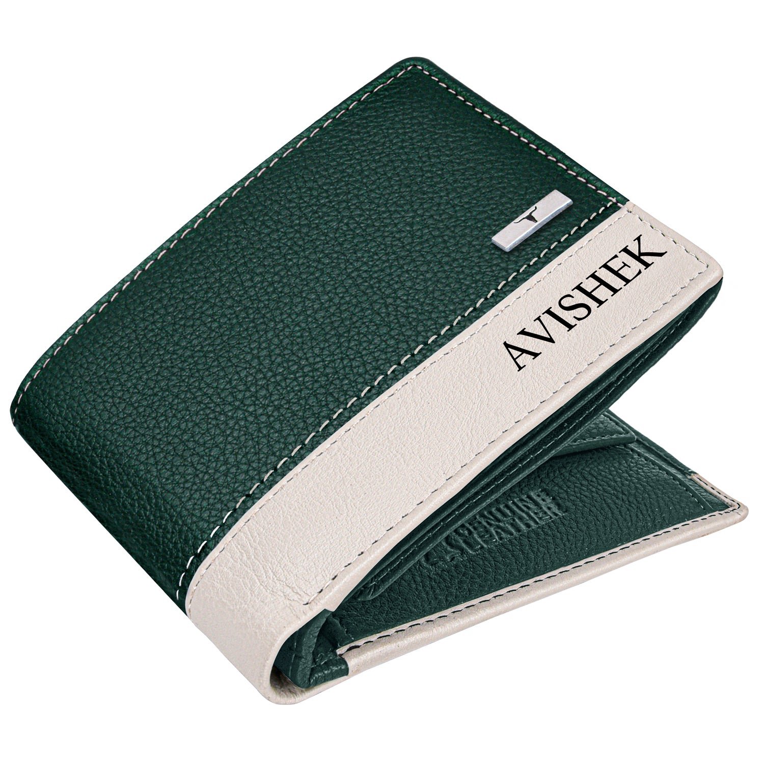 IndiFash Samuel Custom Leather Wallet for Men - Green Sand 2