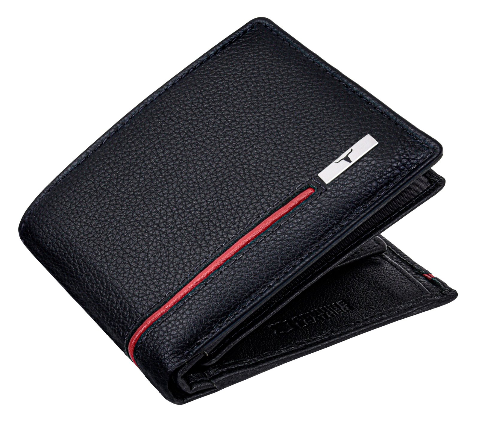 IndiFash Spike Leather Wallet & Reversible Leather Belt Combo Gift Set for Men - Black/Red 2