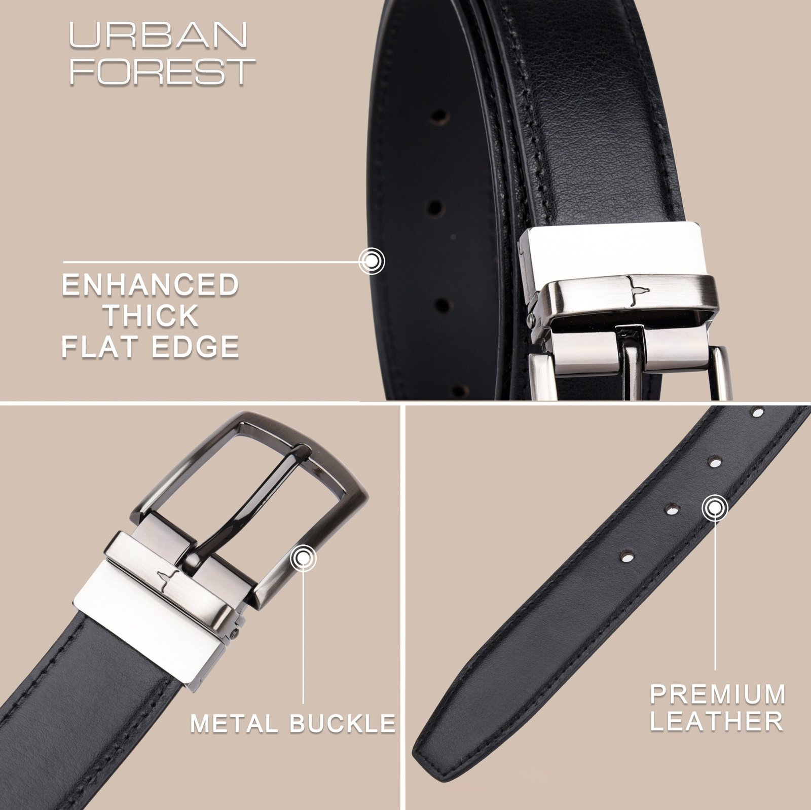 IndiFash Grayson Formal Leather Belt for Men - Black 2