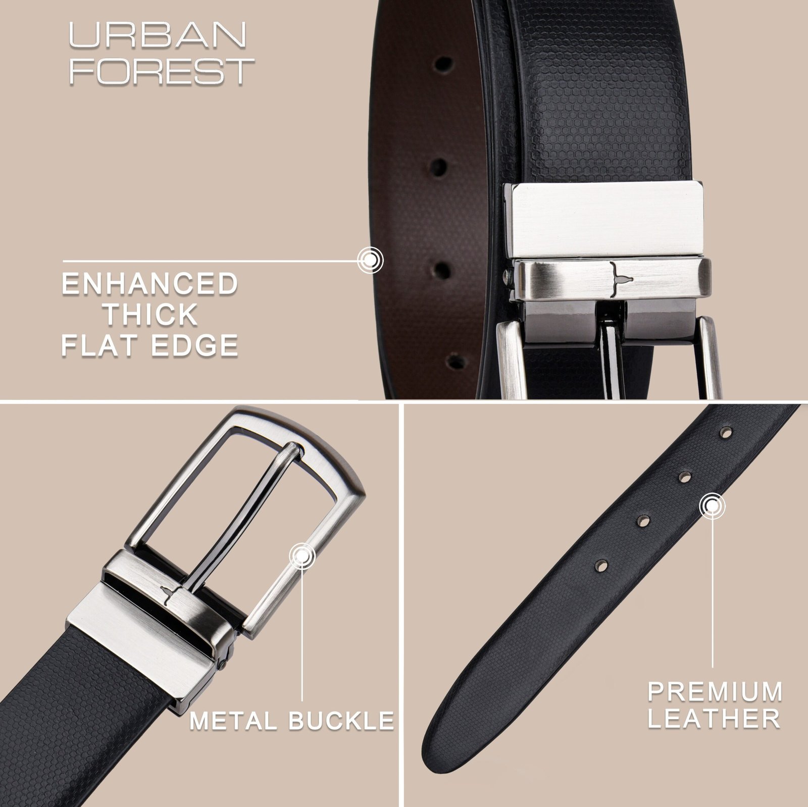 IndiFash Nolan Formal Reversible Leather Belt for Men - Brown/Black 2