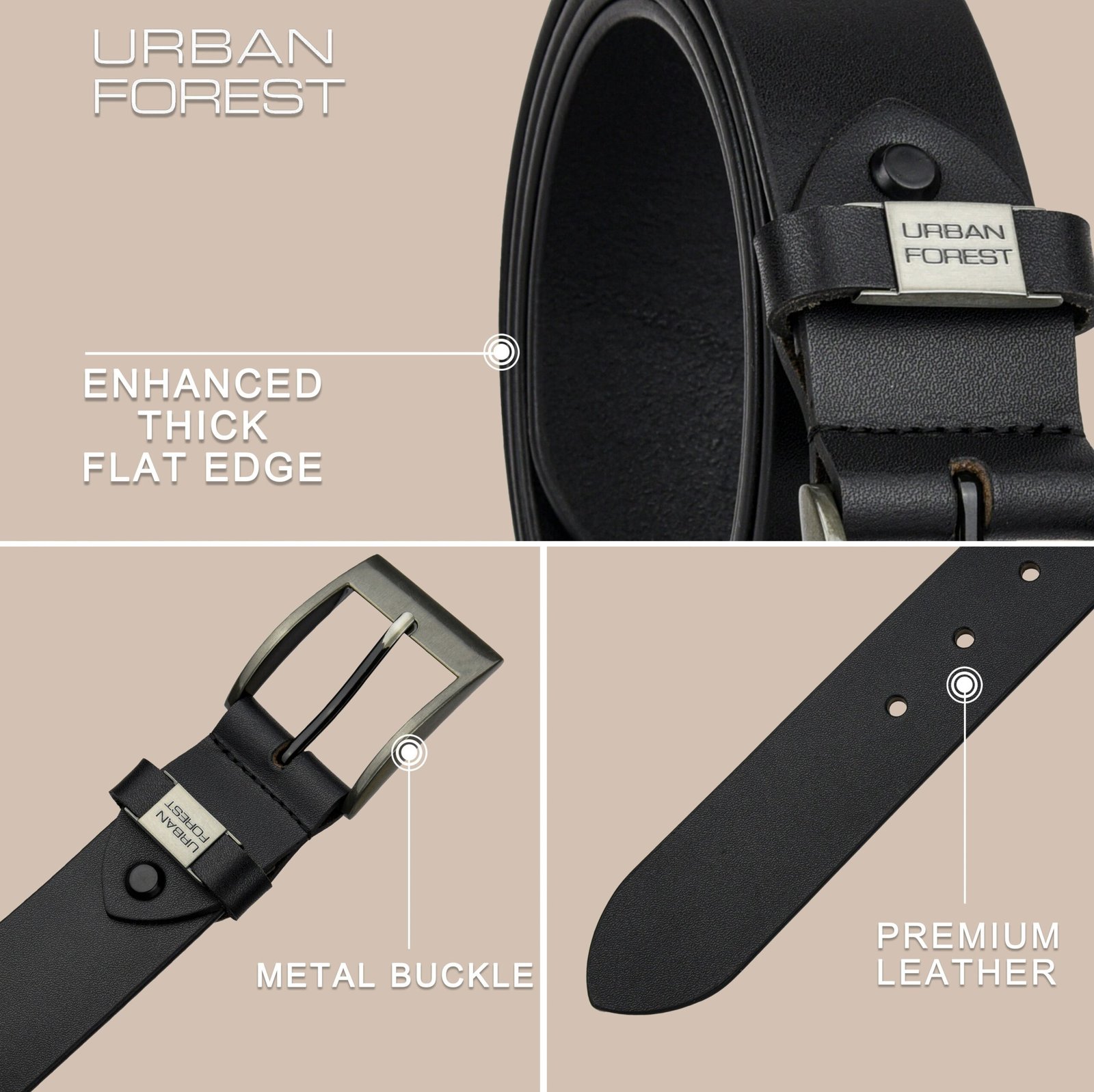 IndiFash Eden Casual Leather Belt for Men - Brown - Detail