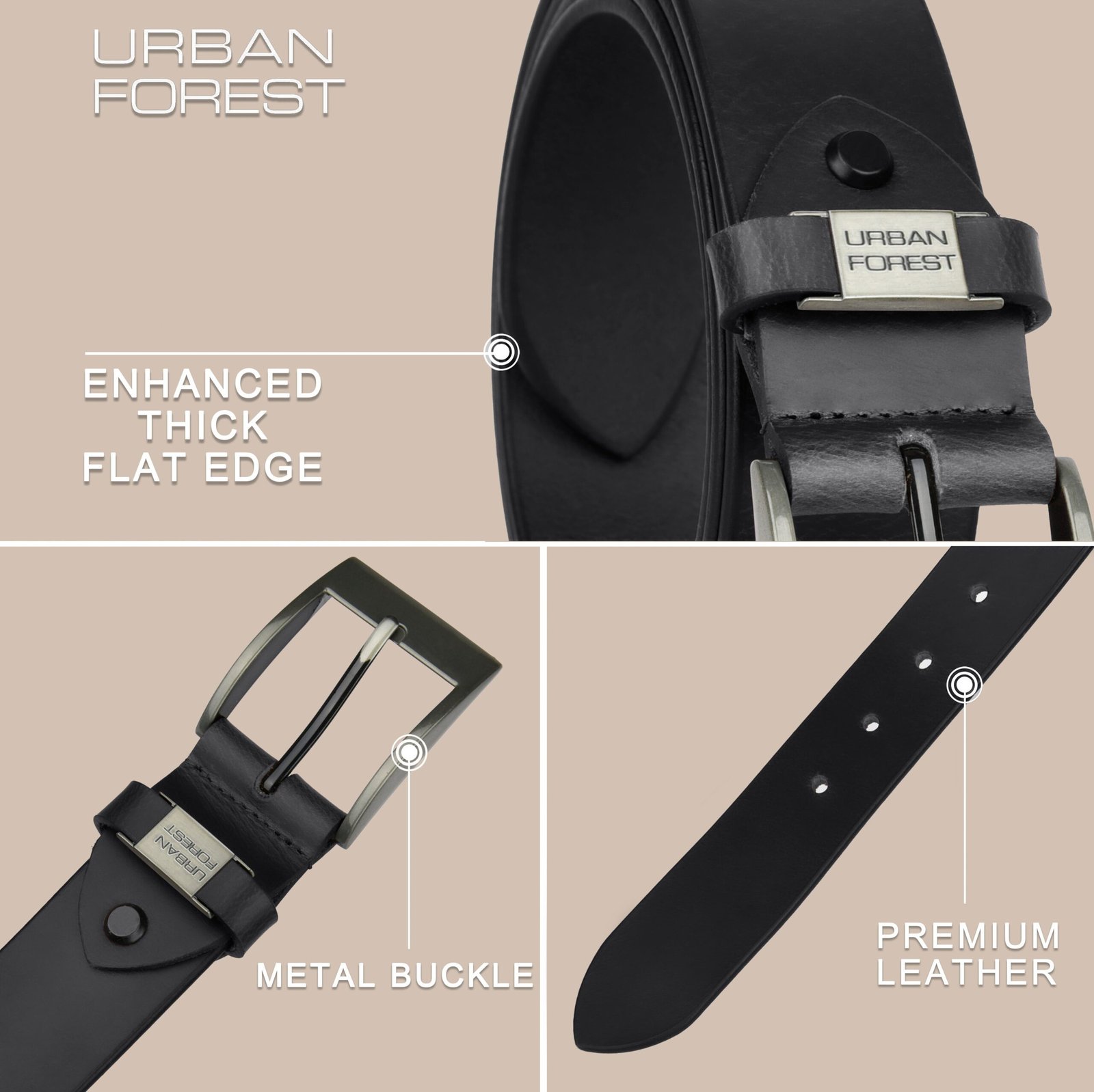 IndiFash Finn Casual Leather Belt for Men - Black 2