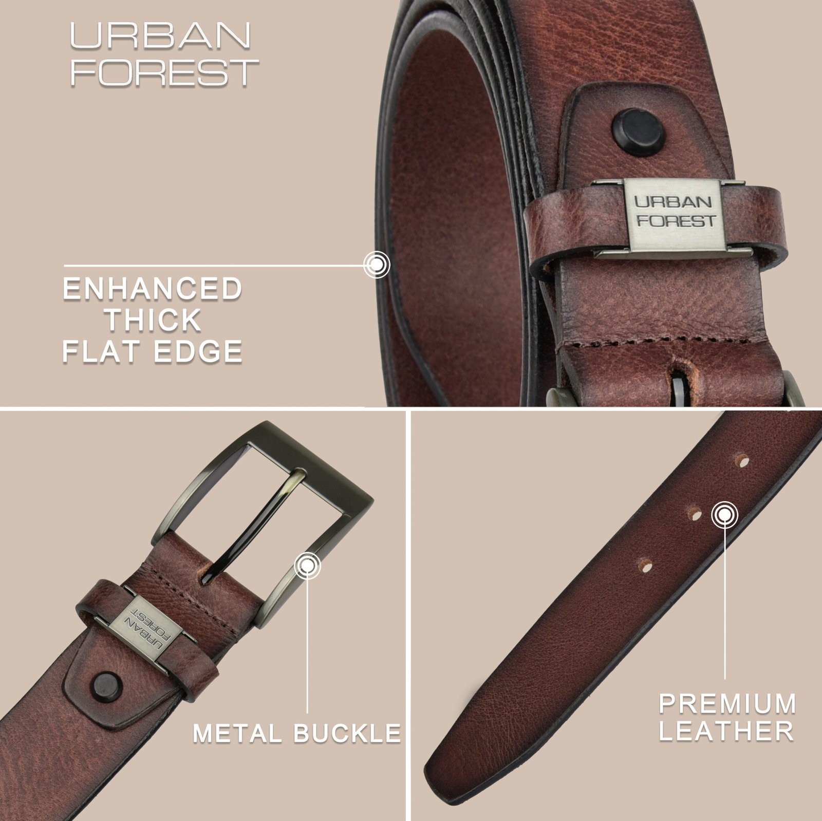 IndiFash Axel Casual Leather Belt for Men - Burnish Brown 2
