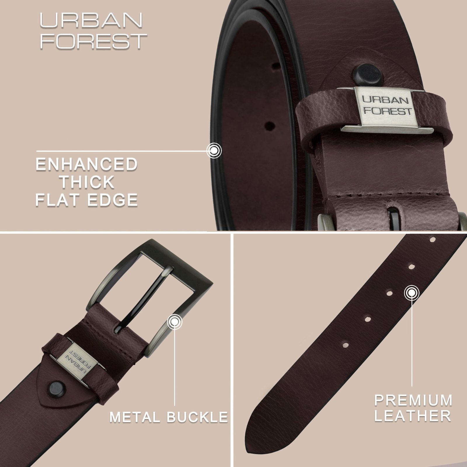 IndiFash Oak Casual Leather Belt for Men - Dark Brown 2