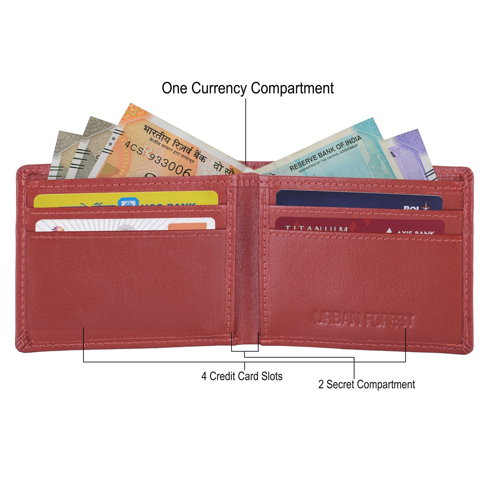IndiFash Fred Leather Wallet for Men - Aniline Red 3
