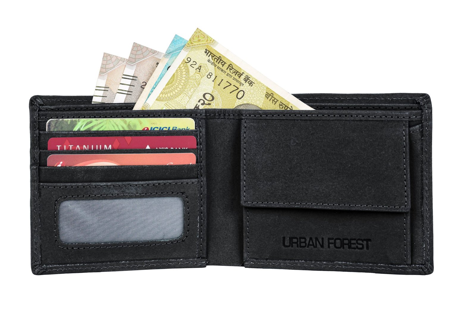 IndiFash Murphy Vintage Leather Wallet, Casual Leather Belt & Leather Keychain Combo Gift Set for Men - Vintage Black 4