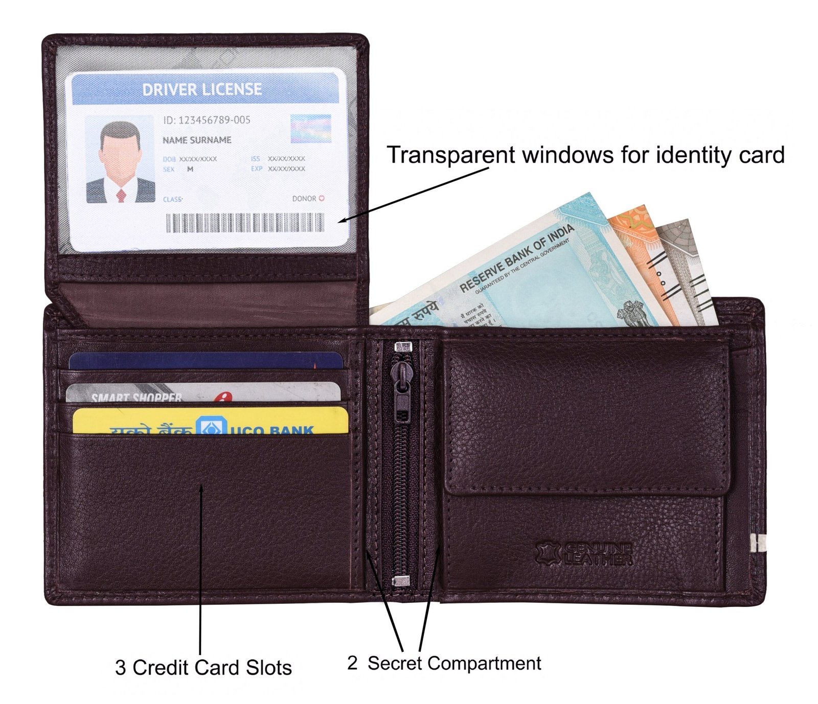 IndiFash Spike Leather Wallet & Reversible Leather Belt Combo Gift Set for Men - Brown/Sand 4