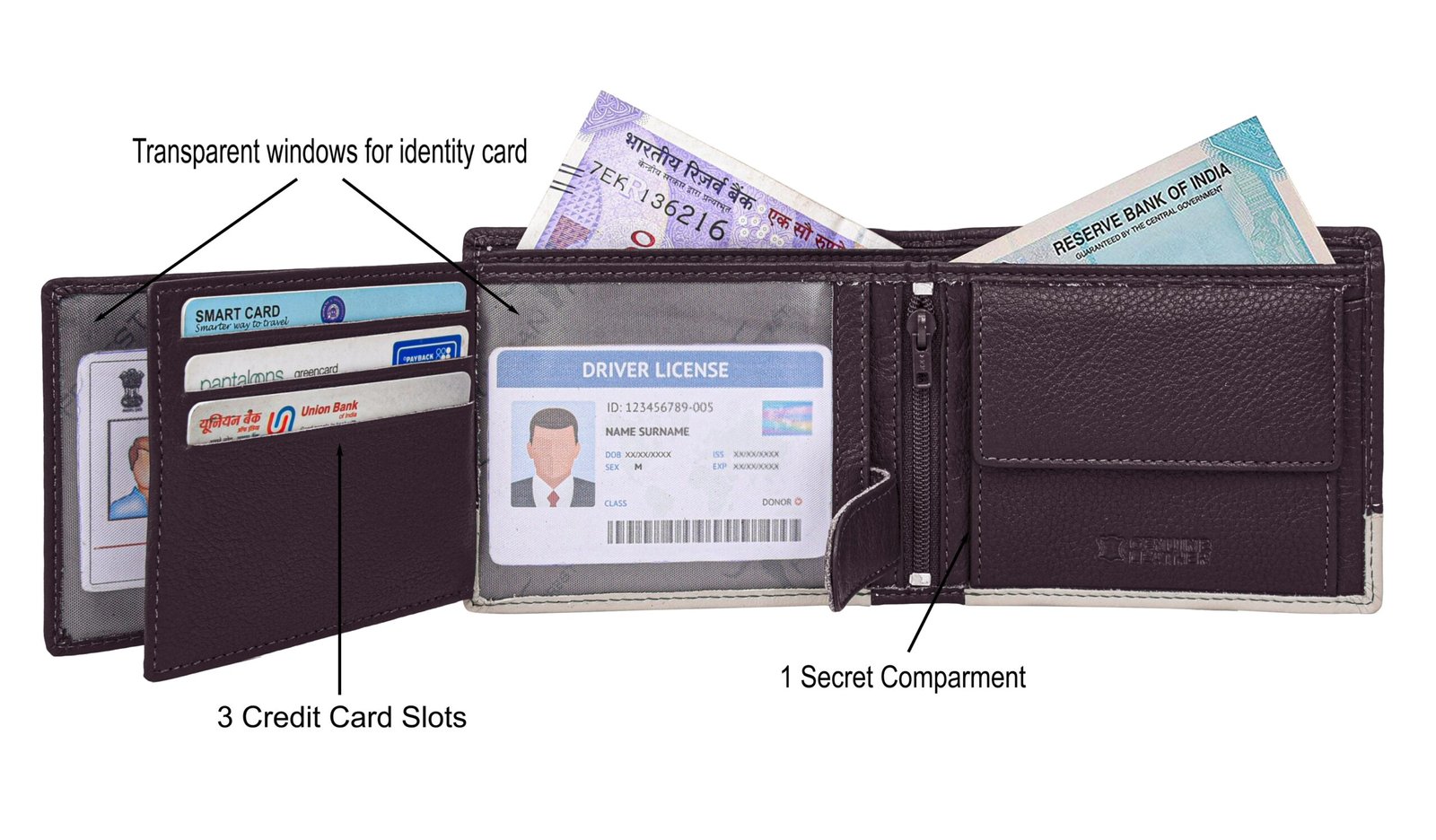 IndiFash Smith Leather Wallet & Reversible Leather Belt Combo Gift Set for Men - Brown/Sand 4