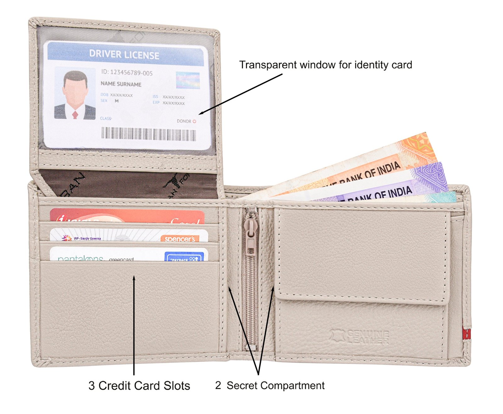 IndiFash Spike Leather Wallet & Reversible Leather Belt Combo Gift Set for Men - Sand/Red 4