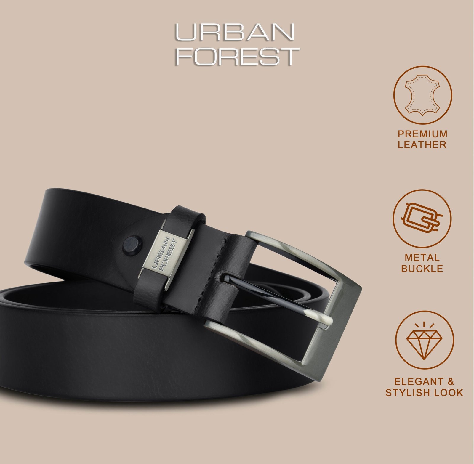 IndiFash Finn Casual Leather Belt for Men - Black 4