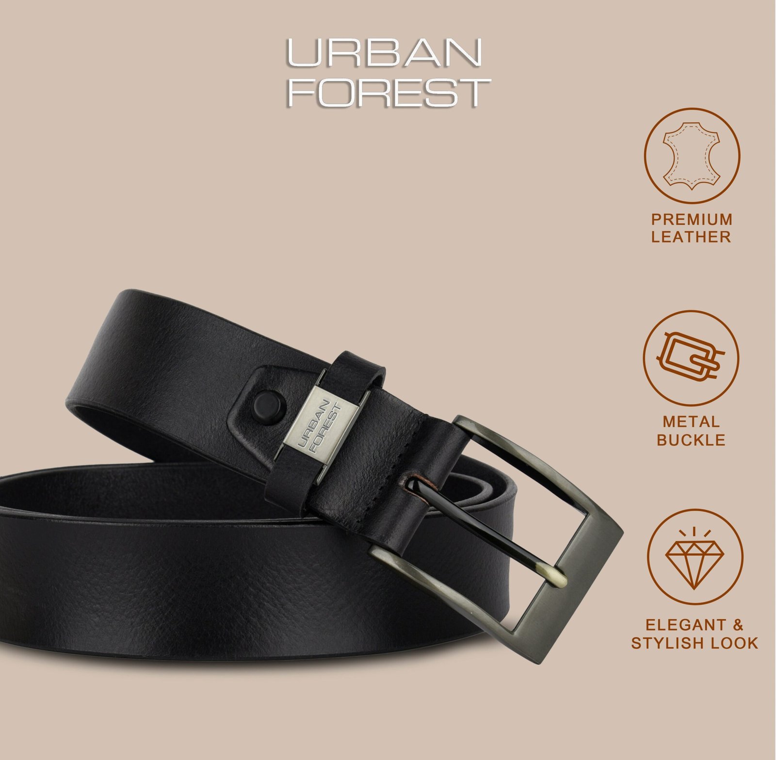 IndiFash Axel Casual Leather Belt for Men - Burnish Black 4