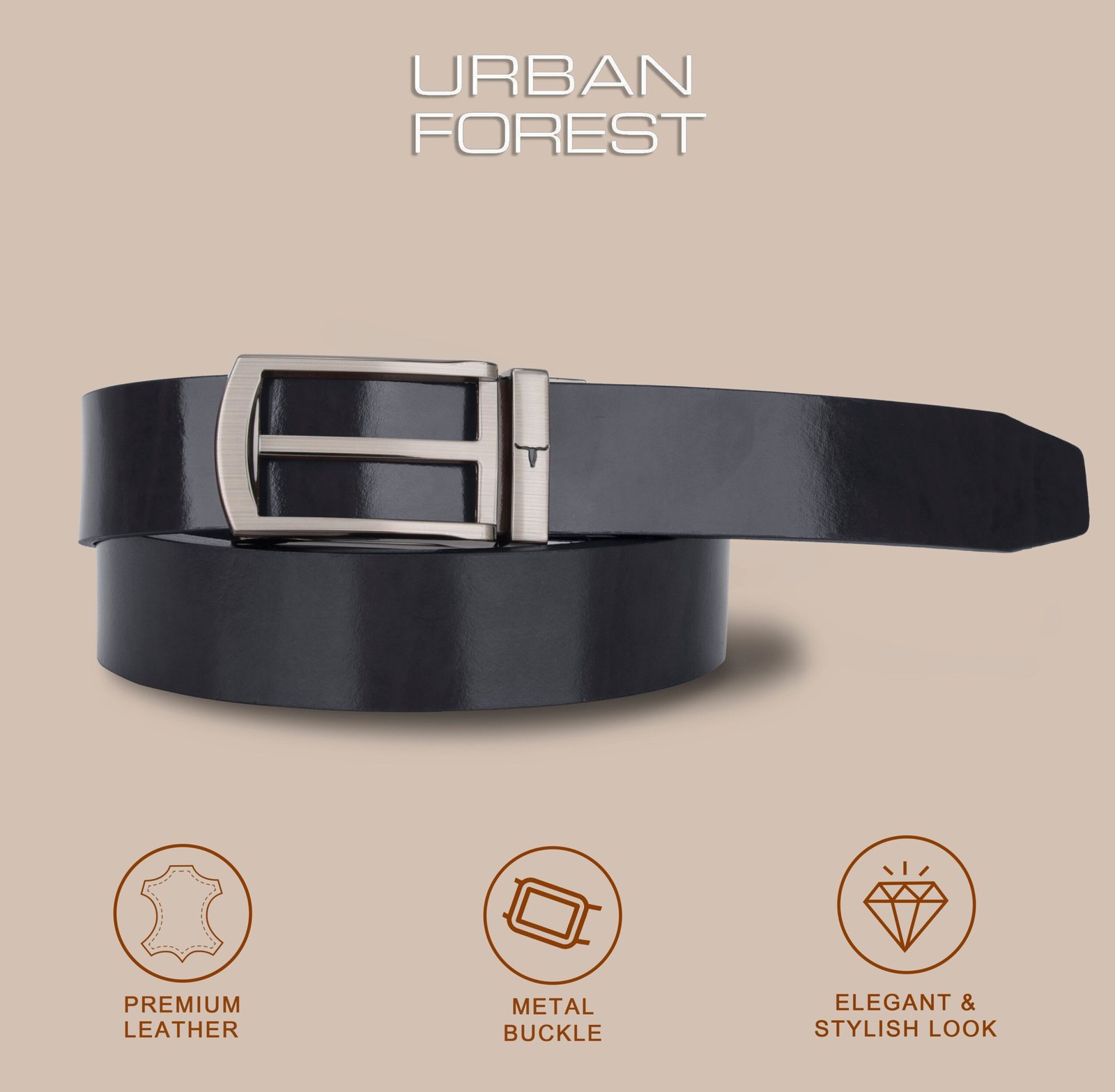 IndiFash Jordan Formal Leather Belt for Men - Black 4