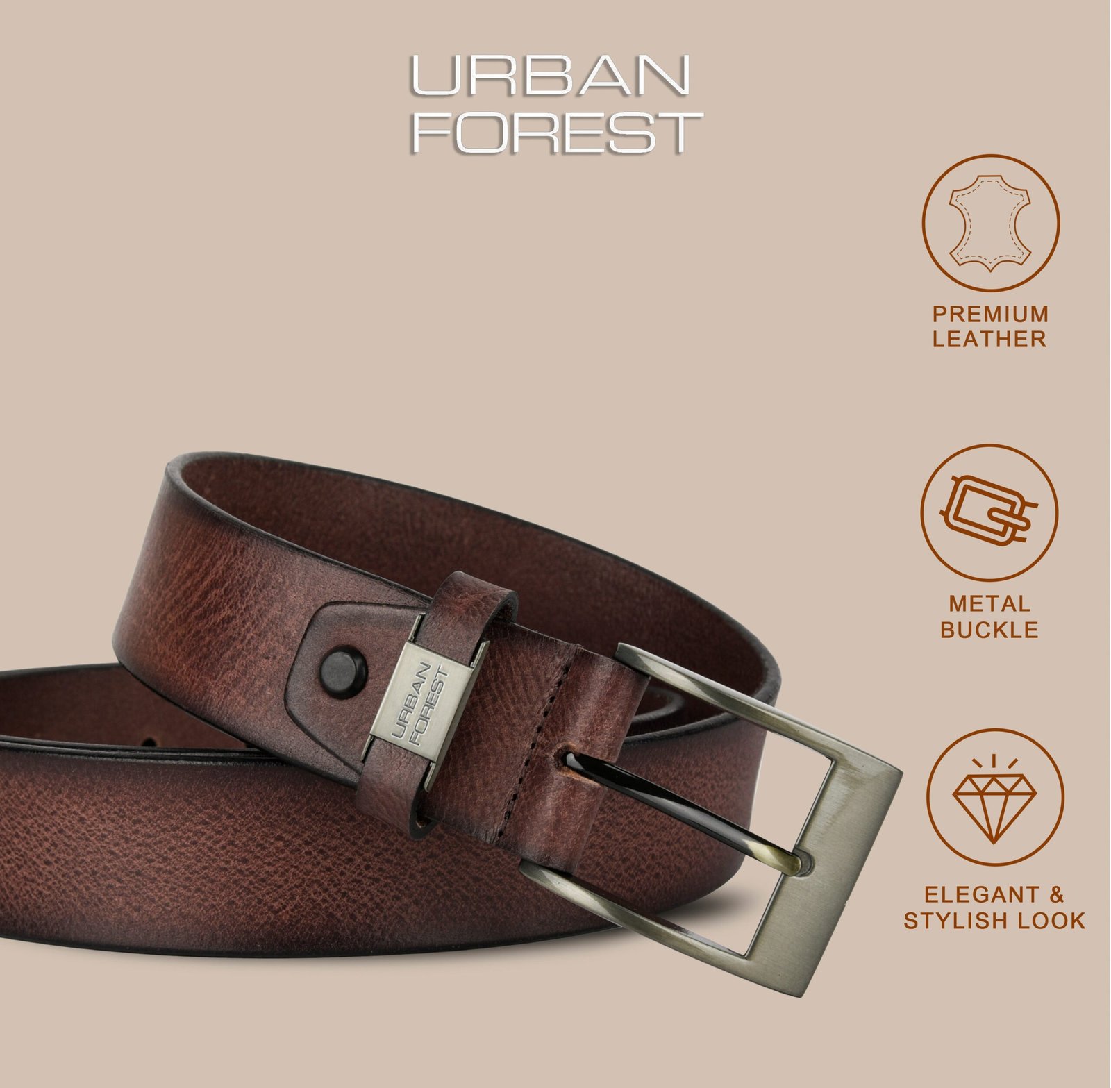 IndiFash Axel Casual Leather Belt for Men - Burnish Brown 4