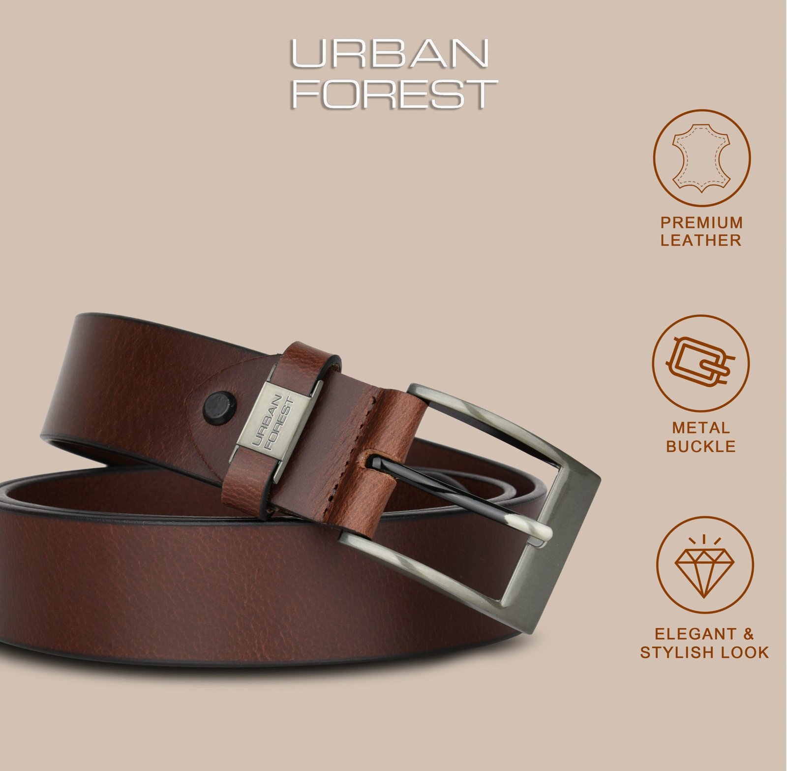 IndiFash Finn Casual Leather Belt for Men - Brown 4