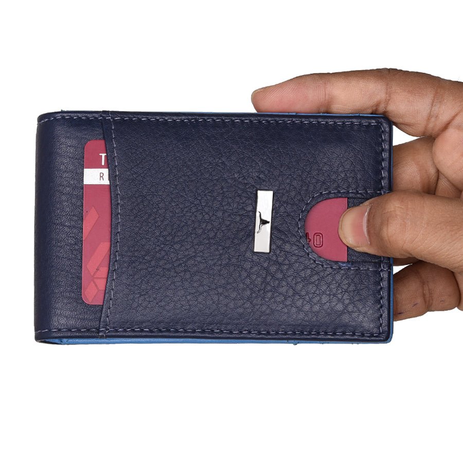 IndiFash Eddy Money Clip Leather Wallet for Men - Printed Black/Dark Red 4