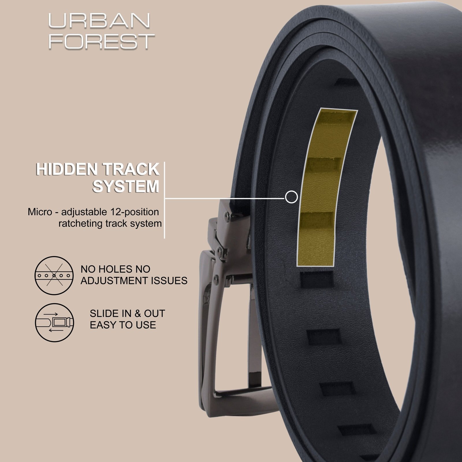 IndiFash Jordan Formal Leather Belt for Men - Black 3