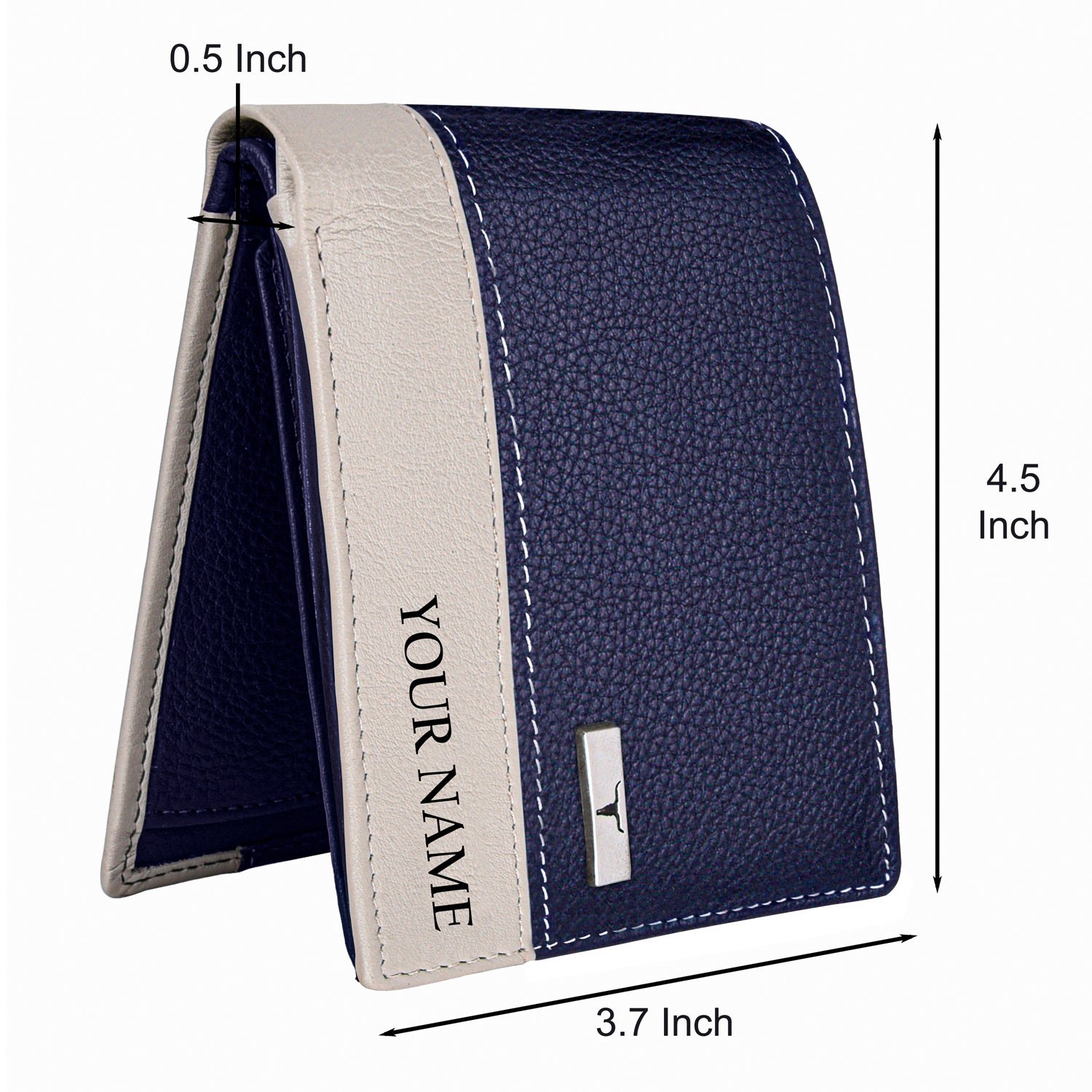 IndiFash Samuel Custom Leather Wallet for Men - Blue/Sand 5