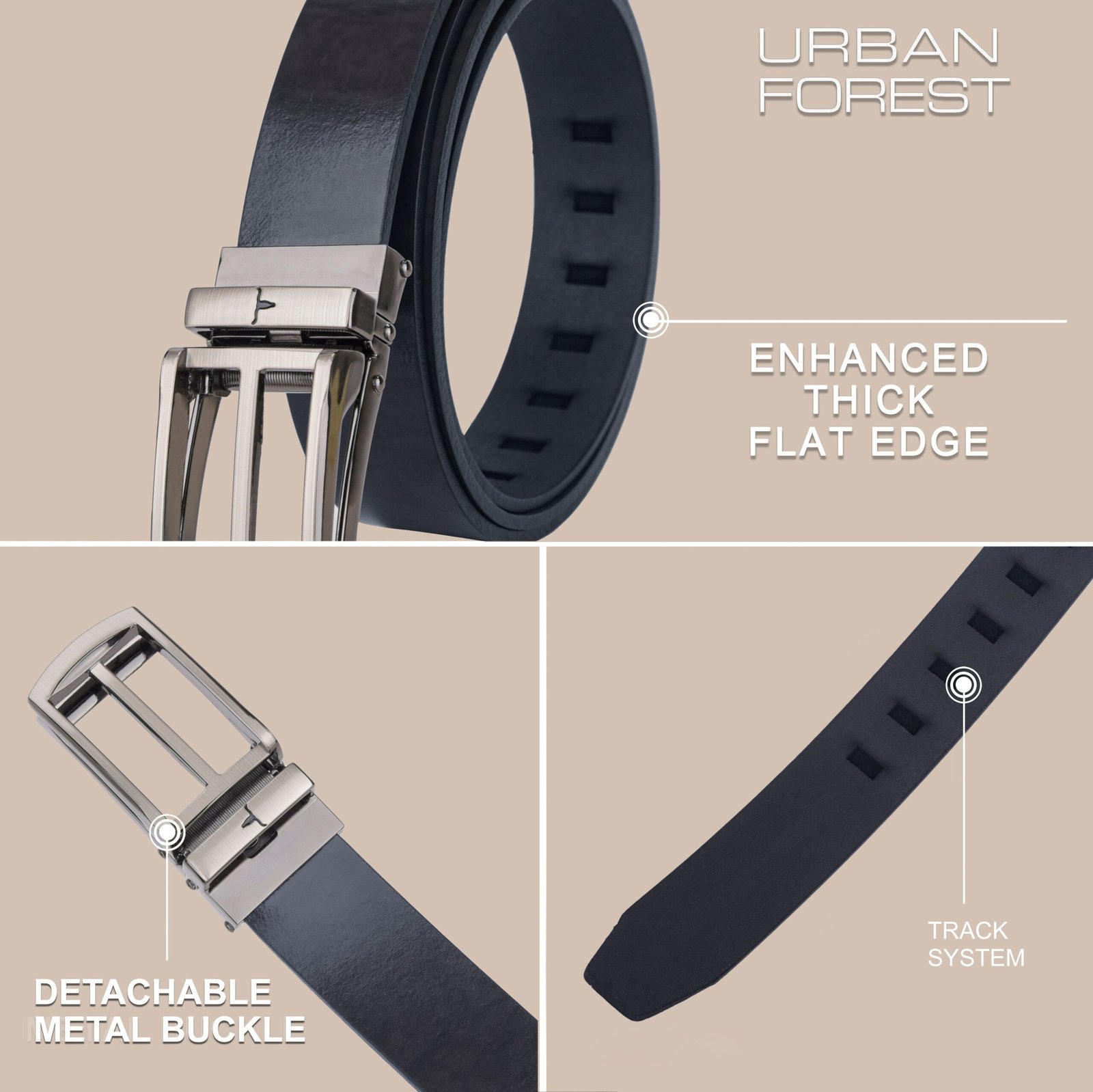 IndiFash Jordan Formal Leather Belt for Men - Black 2