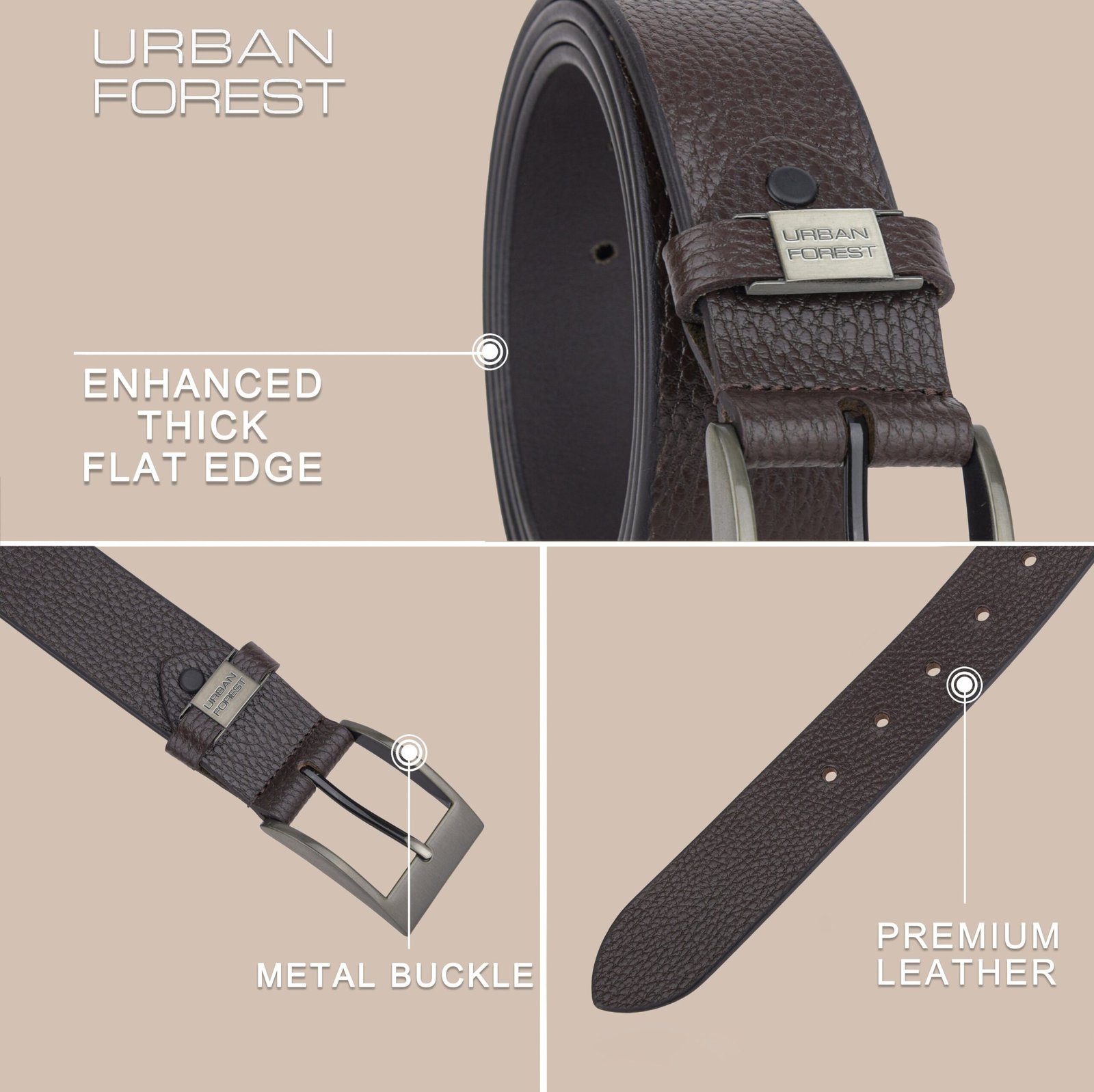 IndiFash Noir Casual Leather Belt for Men - Brown 2