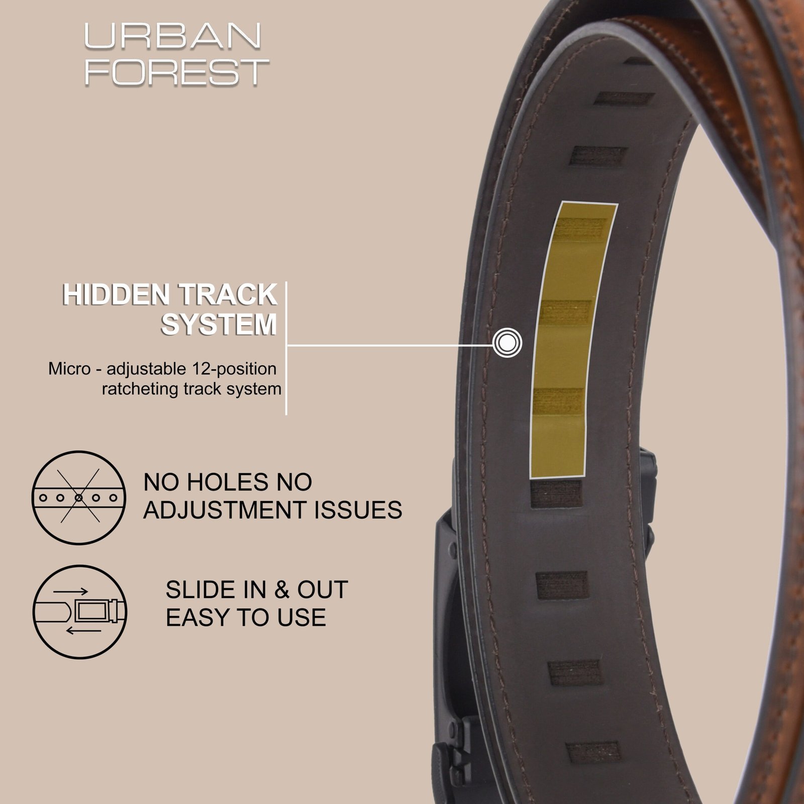 IndiFash Dylan Formal Leather Belt for Men - Brown - Detail