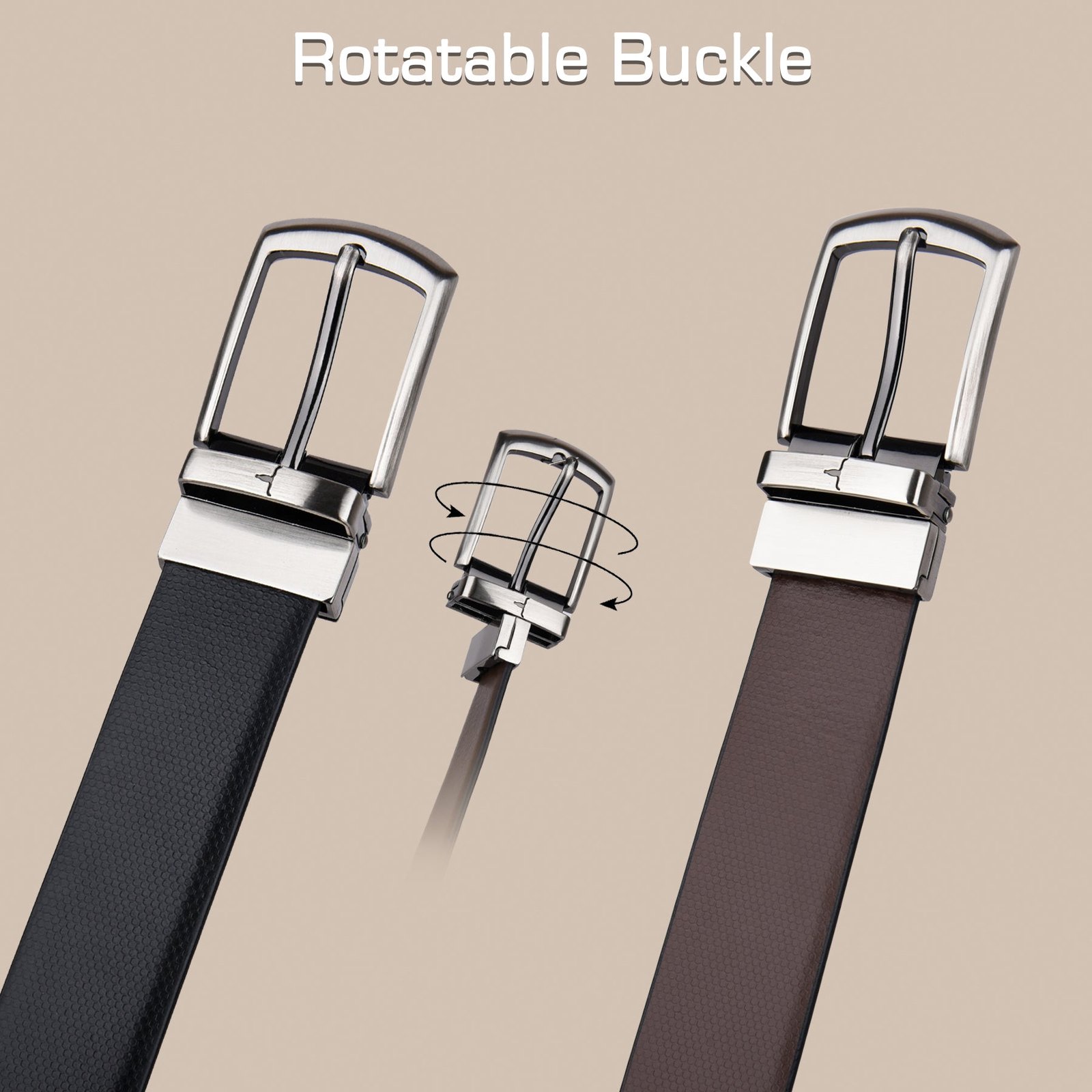 IndiFash Nolan Formal Reversible Leather Belt for Men - Brown/Black 3