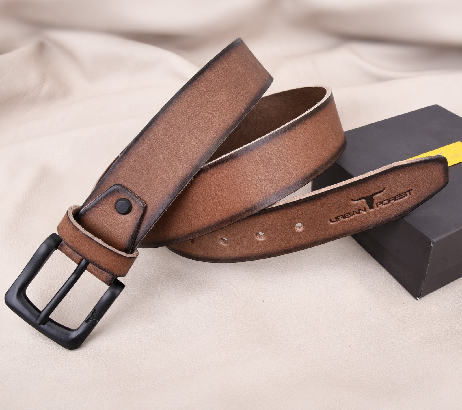 IndiFash Ben Casual Leather Belt for Men - Burnish Hazel Brown 2