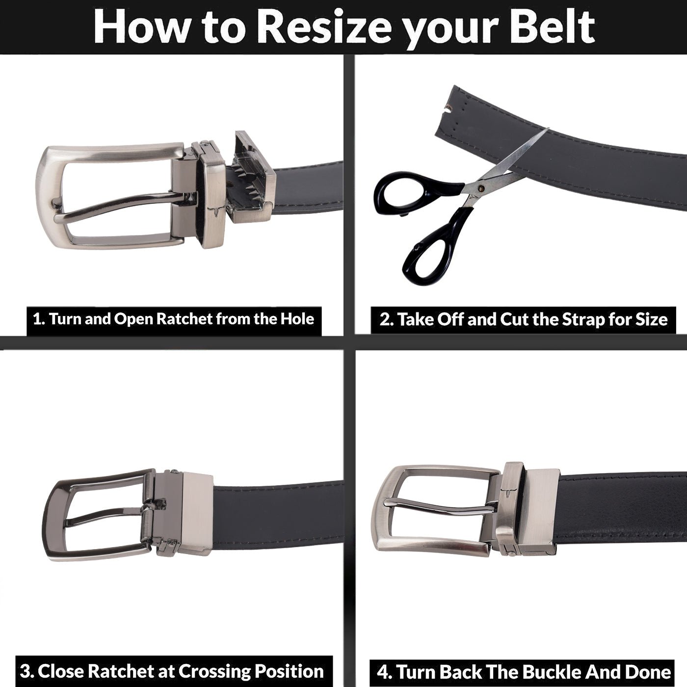 IndiFash Grayson Formal Leather Belt for Men - Black 5