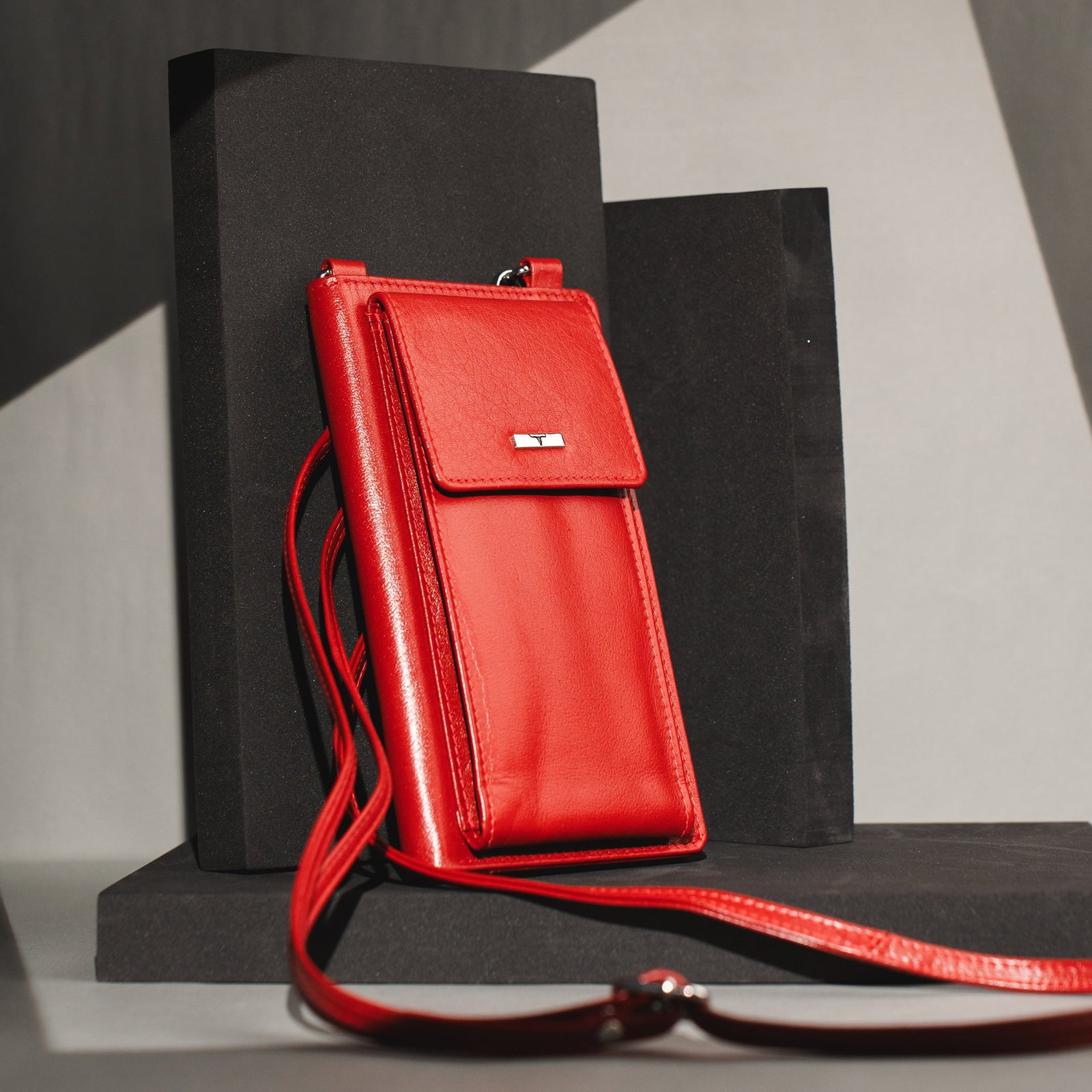 IndiFash Ruby Leather Sling Wallet for Women - Red