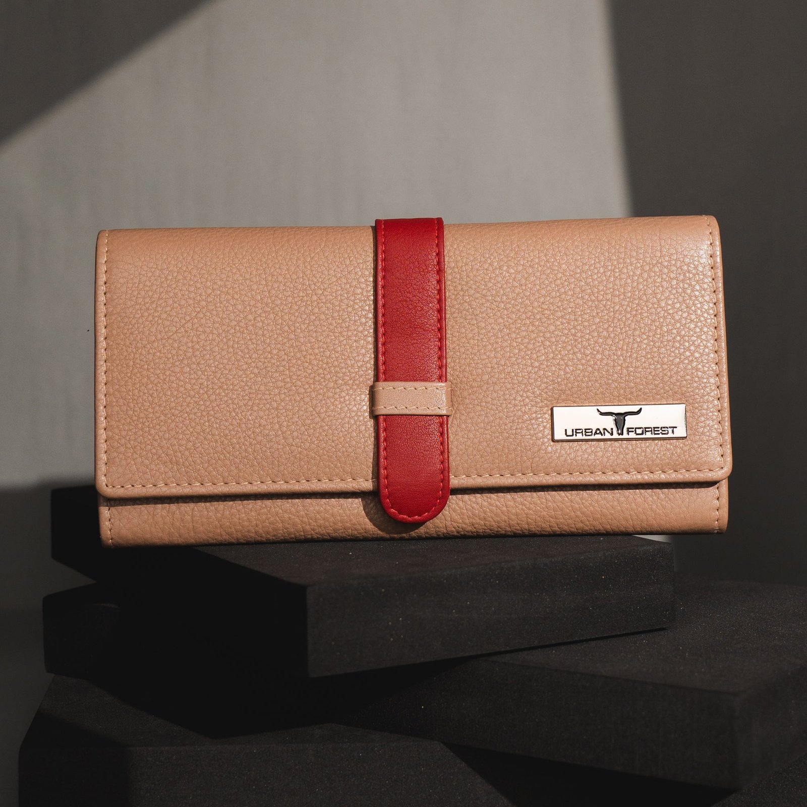 IndiFash Danny Leather Wallet for Women - Beige/Red