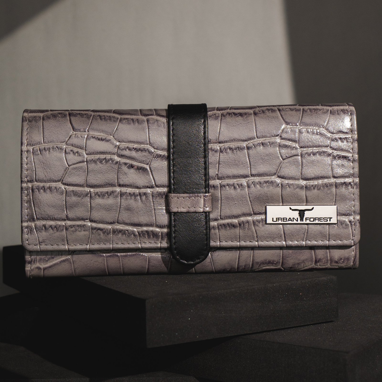 IndiFash Danny Leather Wallet for Women - Grey/Black