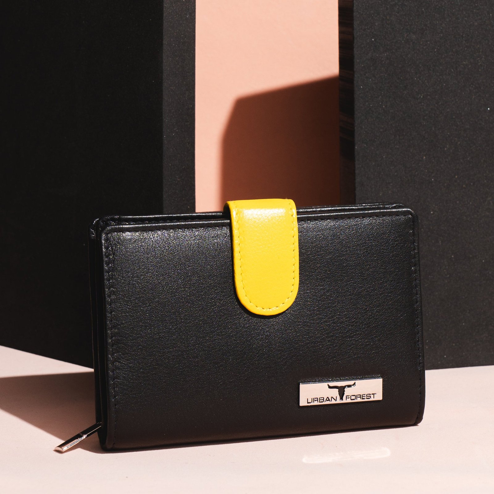 IndiFash Arya Leather Wallet for Women - Black/Yellow