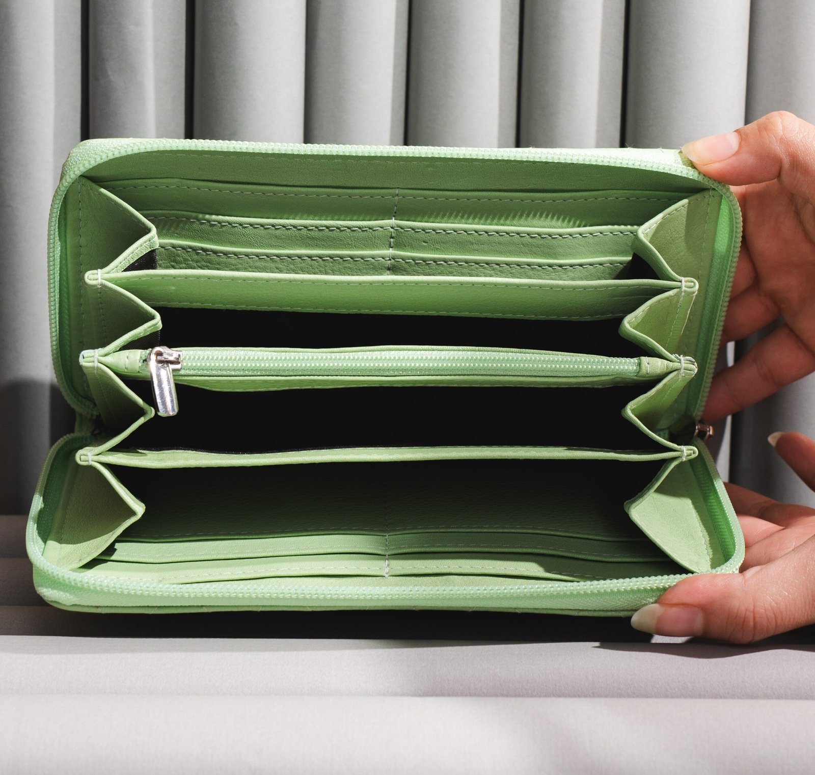 IndiFash Grace Quilted Leather Wallet/Clutch for Women - Beige 2