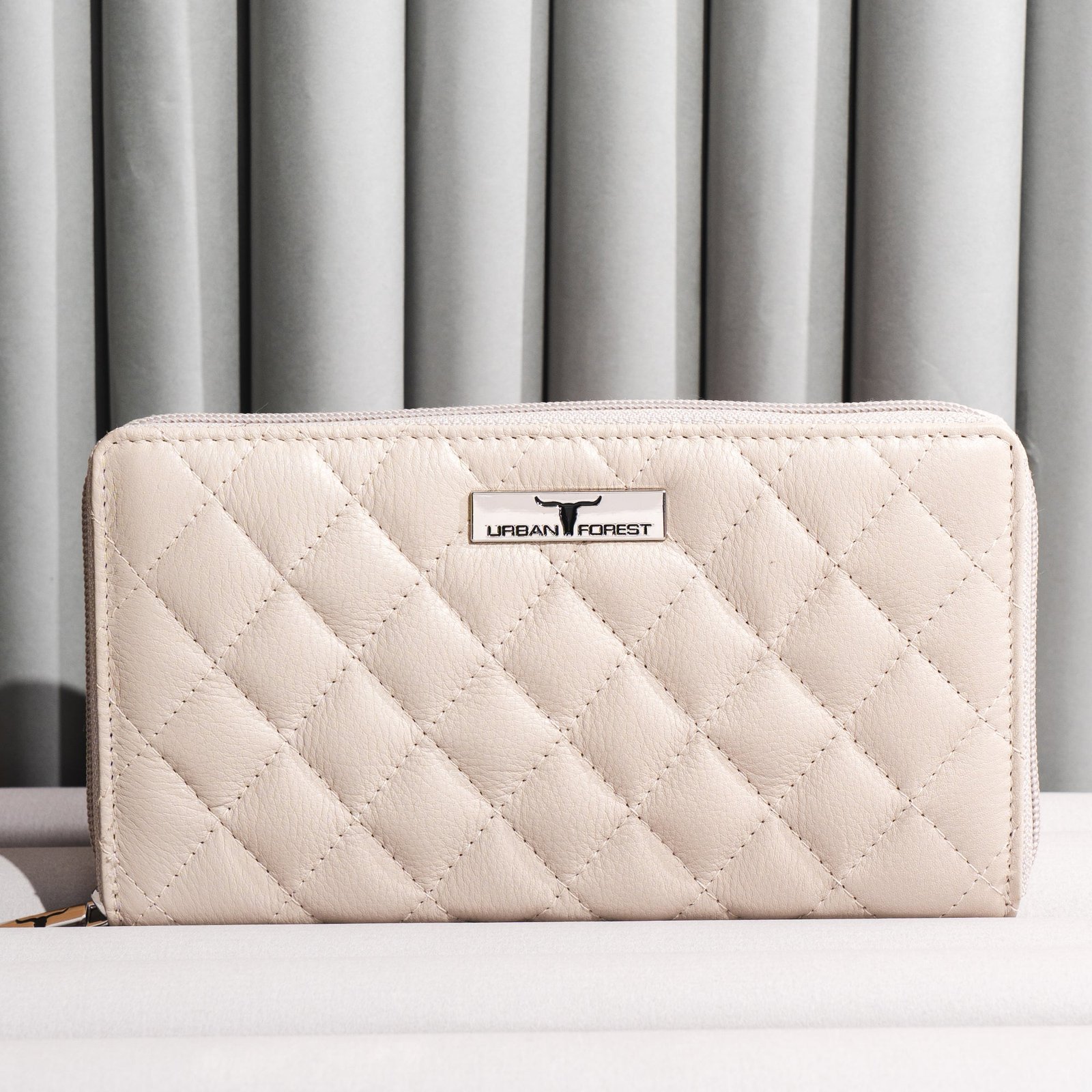 IndiFash Grace Quilted Leather Wallet/Clutch for Women - Beige
